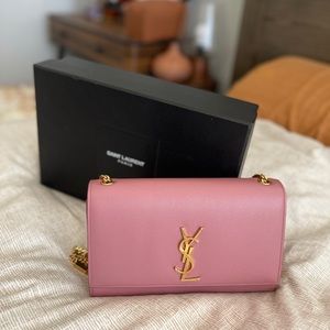 Limited Pink YSL Kate Medium chain leather bag